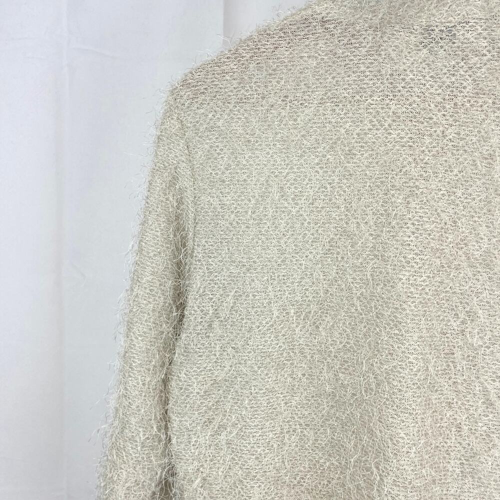 JAMIE SADOCK Fuzzy Eyelash Cardigan Toggle Button Sweater Beige Cream Size M - Picture 6 of 9